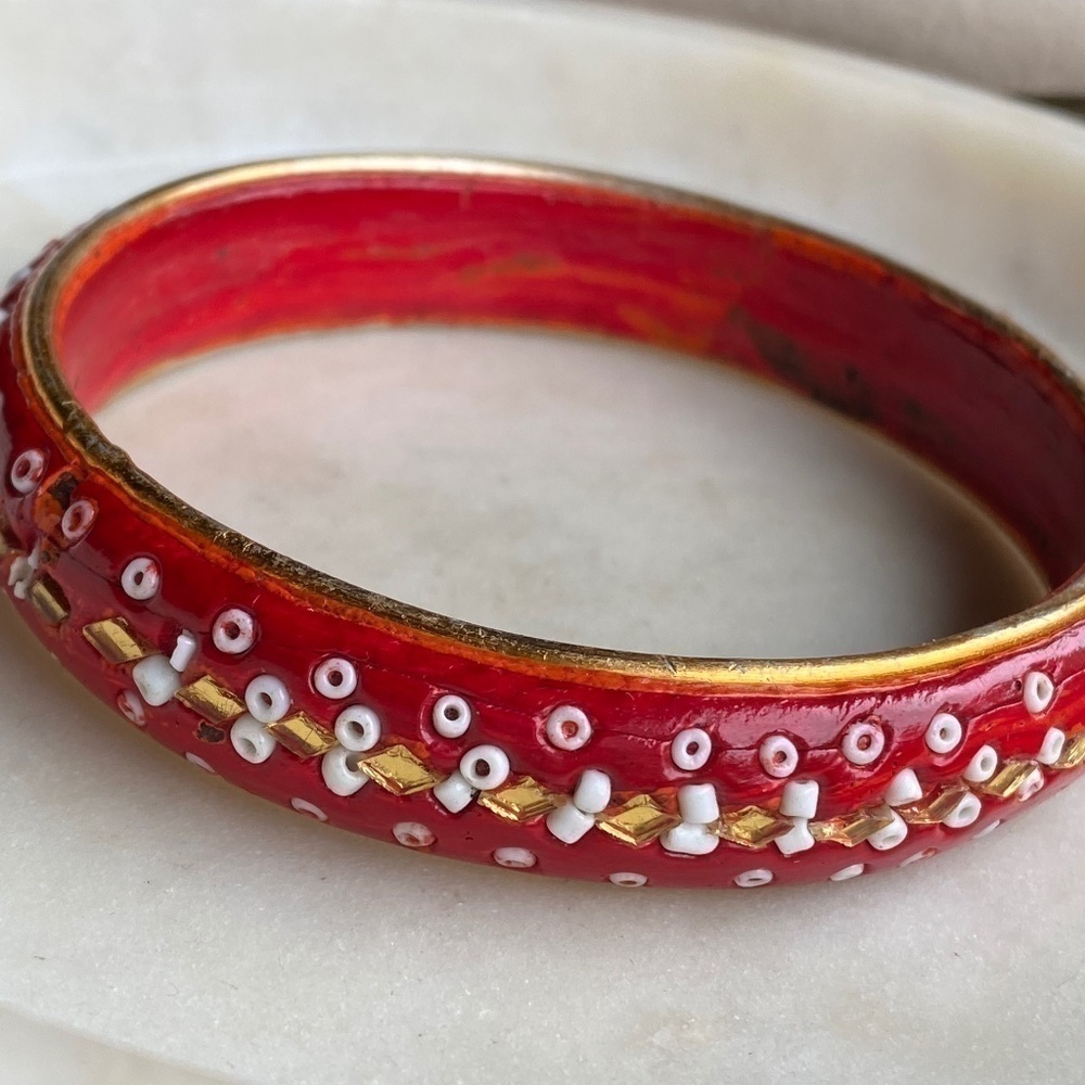 Vintage red handmade bangle bracelet